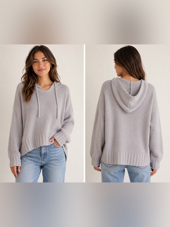 aerie Sweaters - Aerie Soft Lilac V-Neck Sweater oversized. Cozy Knit with hood.